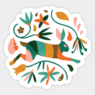 floral rabbit awesome animal design Sticker